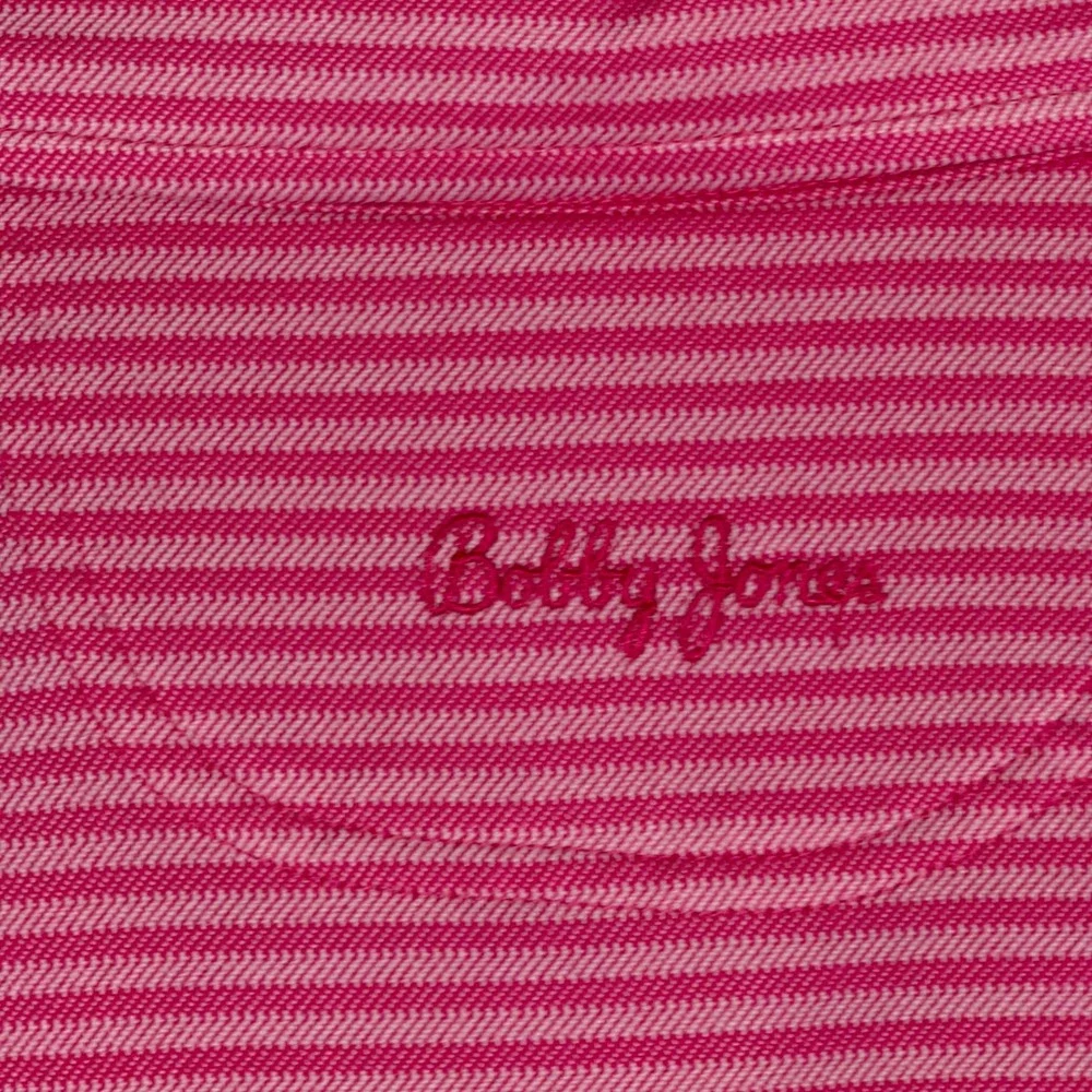 Bobby Jones Polo Shirt Mens Medium Pink Striped Short Sleeve Golf Performance